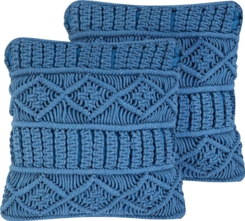 Set Of 2 Decorative Cushions 45 X 45 Cm Blue Karats
