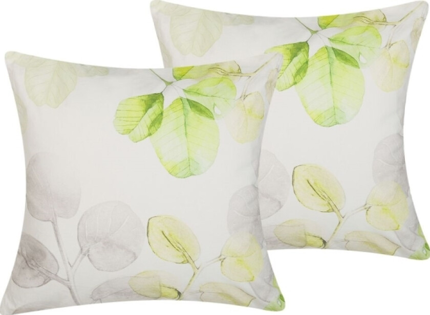 Set Of 2 Decorative Pillows 45 X 45 Cm Multicolor Peperomia