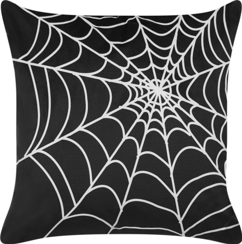 Velvet Decorative Cushion With Spider Web 45 X 45 Cm Black With White Lycoris