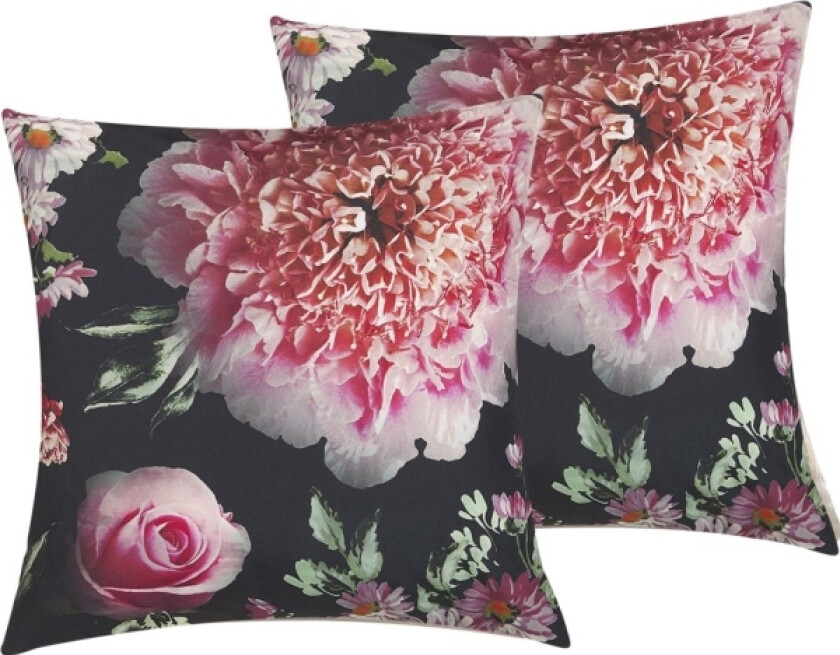 Set Of 2 Decorative Cushions With 45 X 45 Cm Multicolored Hedera Flowers