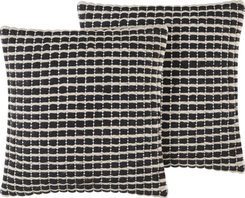 Jewelry Set Of 2 Decorative Cushions 45 X 45 Cm Black And White Joncali