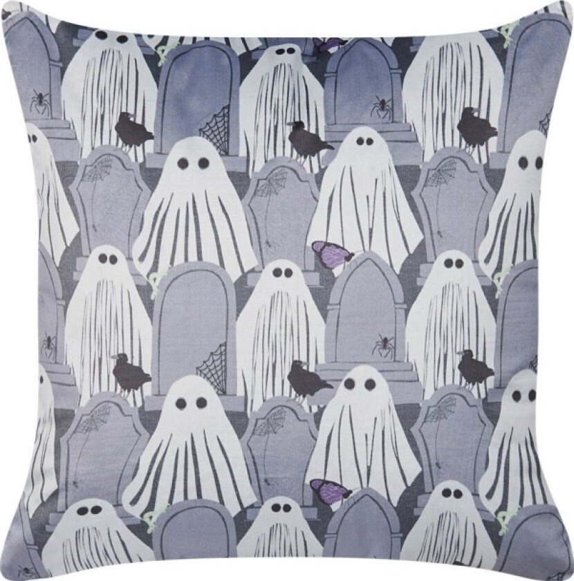 Velor Decorative Pillow With 45 × 45 Cm Gray Fan Motif