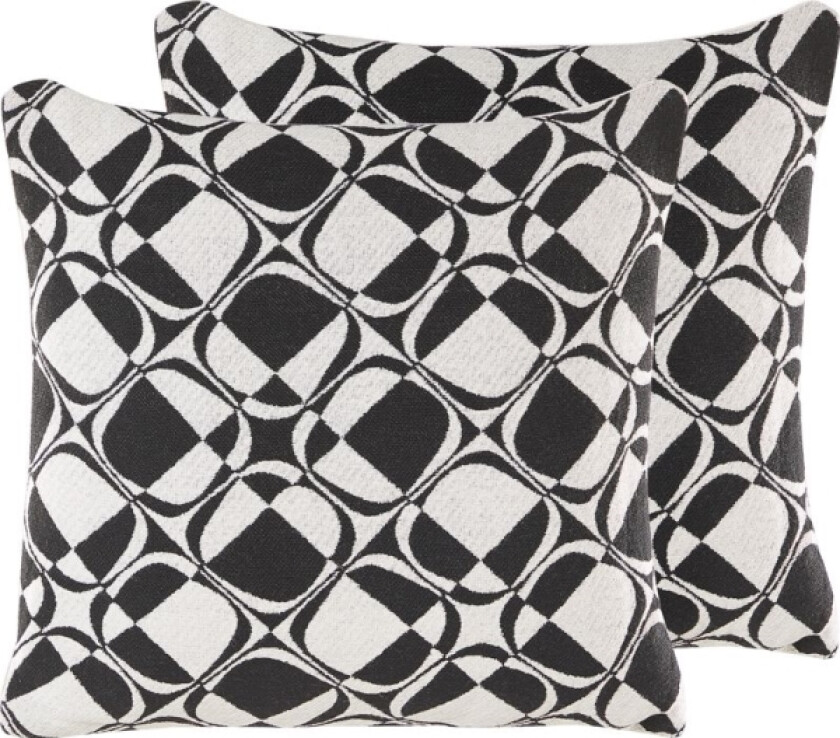 Set Of 2 Decorative Cushions 45 X 45 Cm Black And White Kotas