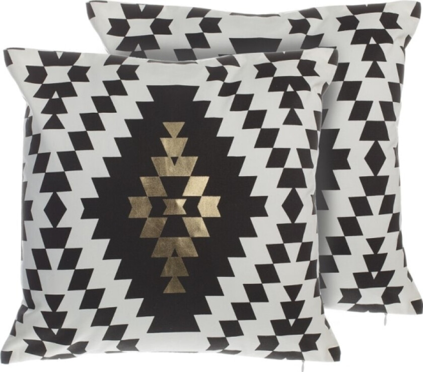Bilinis Set Of 2 Decorative Cushions: Cotton Decorative Cushions With Rhombuses 45 X 45 Cm Black And White Coleus