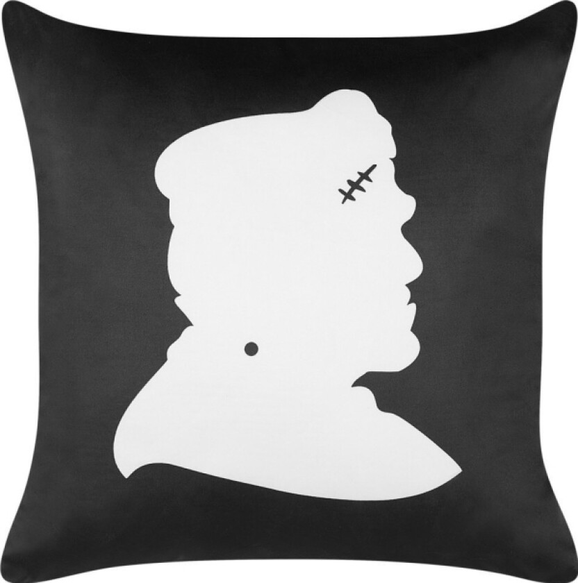 Velor Decorative Pillow With Frankenstein Motif 45 X 45 Cm Black With White Fanera