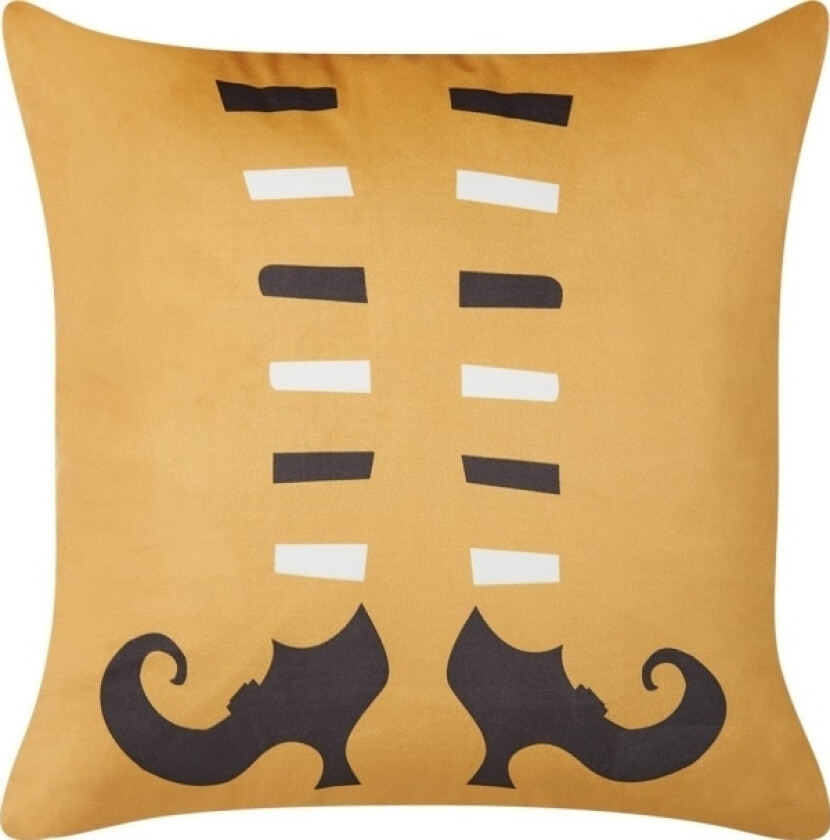 Velvet Decorative Pillow With Witch Boots 45 X 45 Cm Orange Covasna