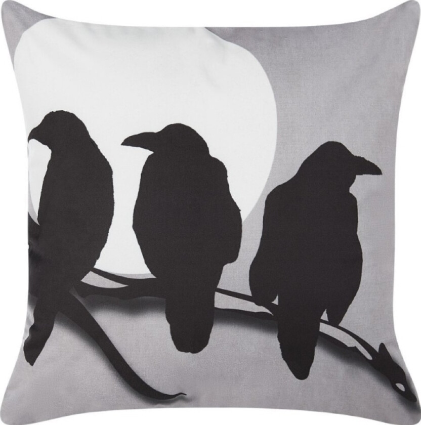 Lumarko Velvet Decorative Pillow With Bird Motifs 45 X 45 Cm Gray Oradea