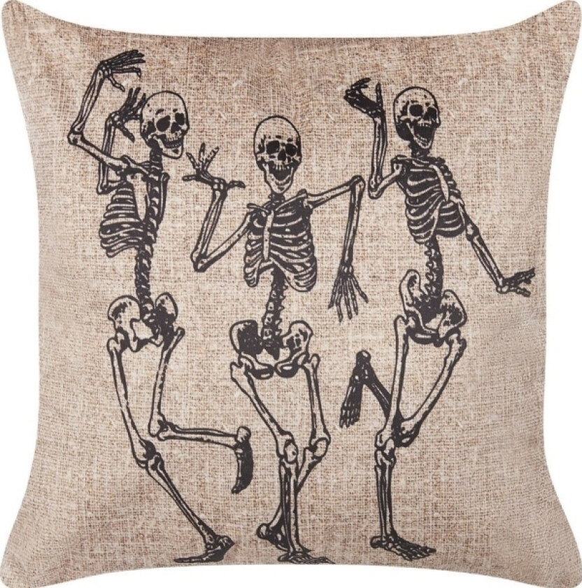 Lumarko Velor Decorative Pillow With Skeleton Pattern 45 X 45 Cm Black And White Mortesti