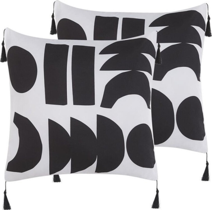 Lumarko 2 Geometric Decorative Pillows 45 X 45 Cm White With Black Liriope