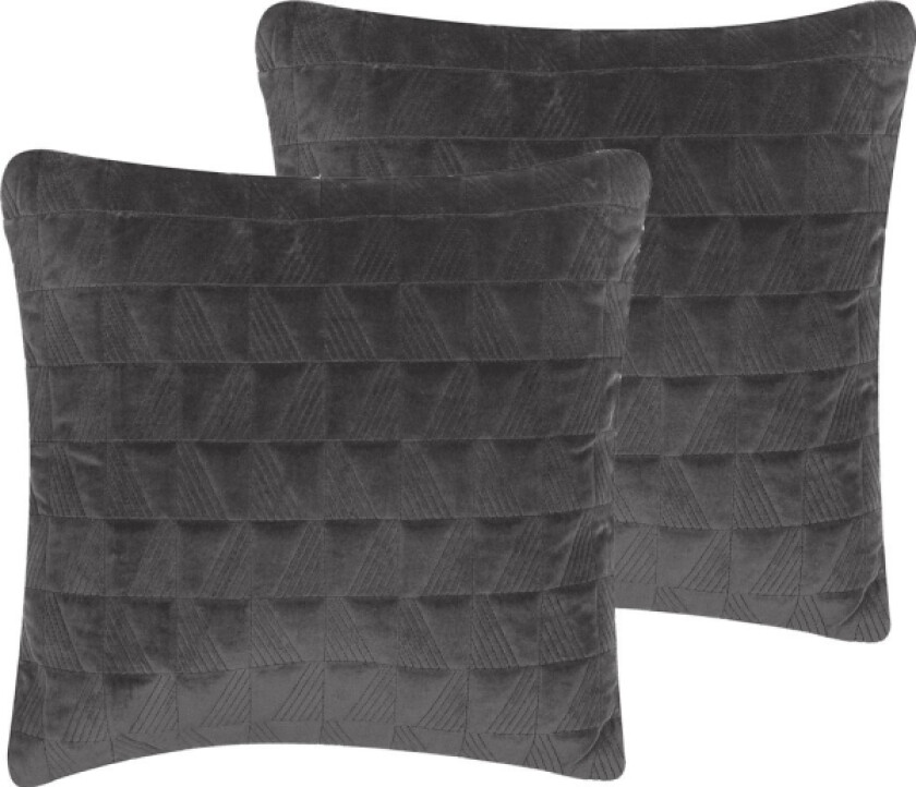 2 Cotton Decorative Cushions With 45 X 45 Cm Gray Lalamu