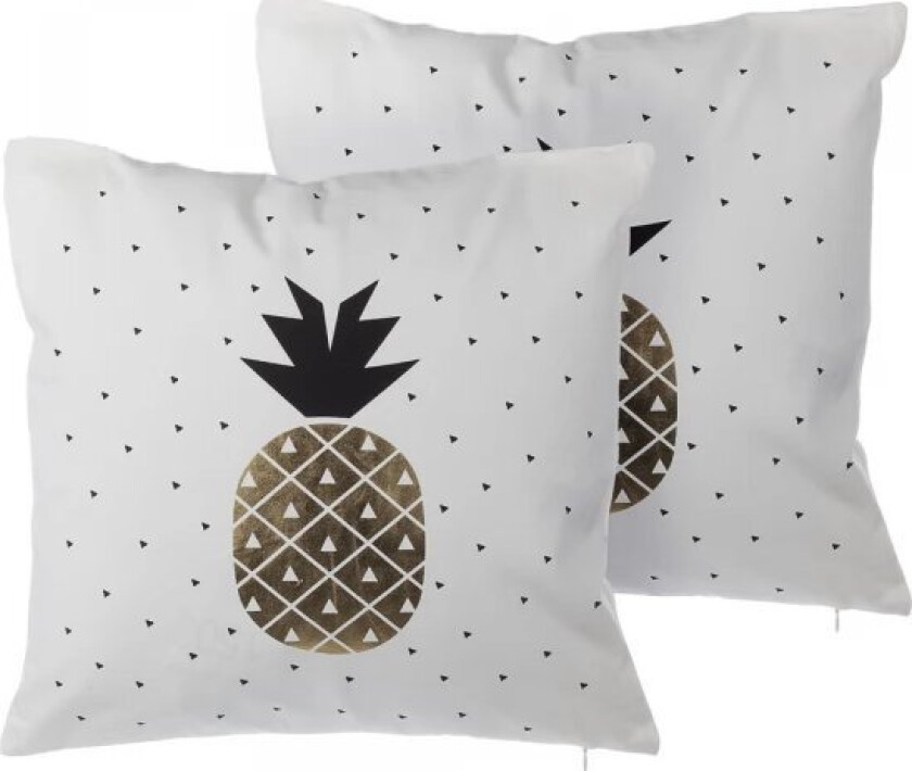 2 Cotton Decorative Cushions With 45 X 45 Cm Pineapple White Yasmin