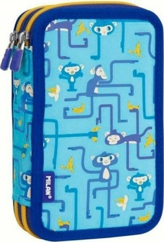 Tangled Monkeys blue 2 pos. pencil case with case.