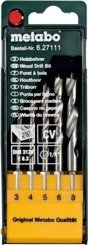 627111000 Træ-spiralbor-sæt 5 dele 1 stk