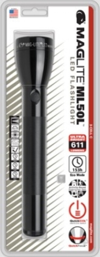 ML50L, Lommelykt, Svart, 1 m, IPX4, LED, 611 lm