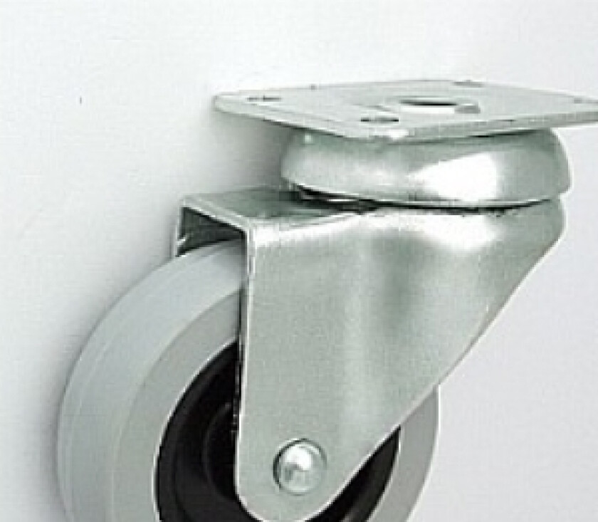 Møbelhjul i plastgummi 50mm i svingbart hus - M52T