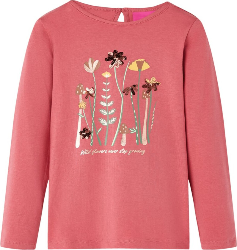 T-skjorte for barn med lange ermer gammelrosa 104