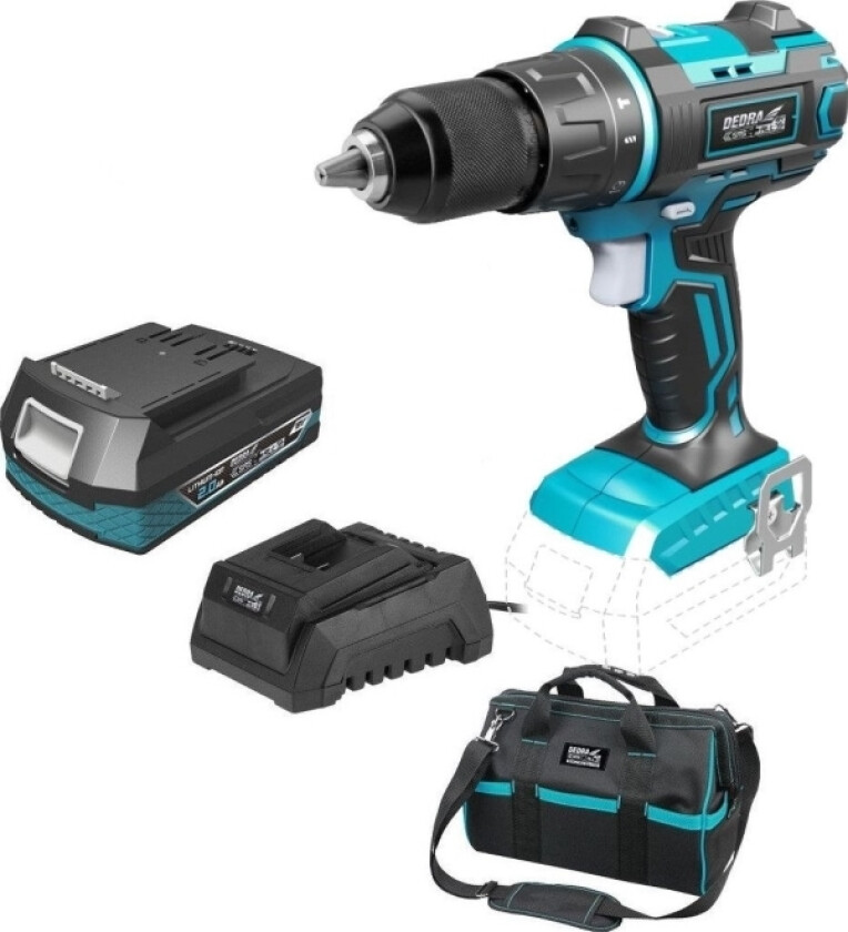 DED7019 drill/driver 18 V 1 x 2 Ah batteri