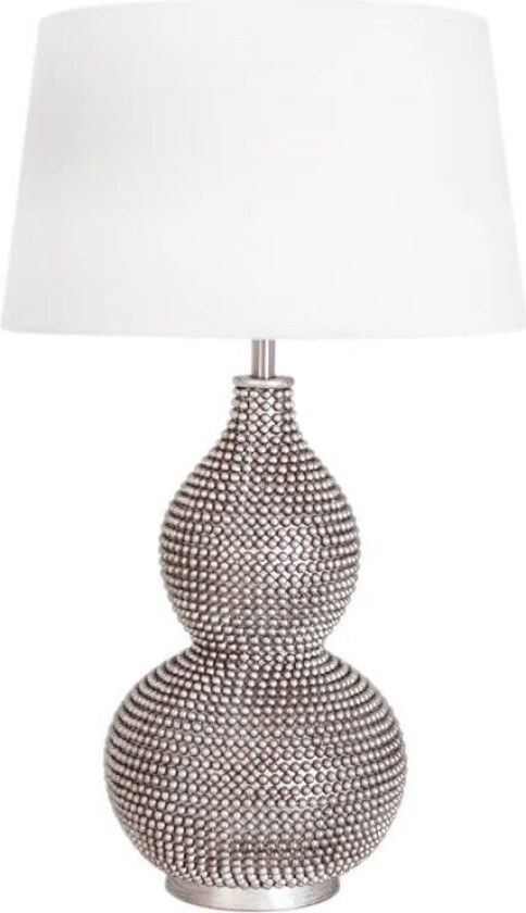 Lofty bordlampe Satin/white, lampefot av metall