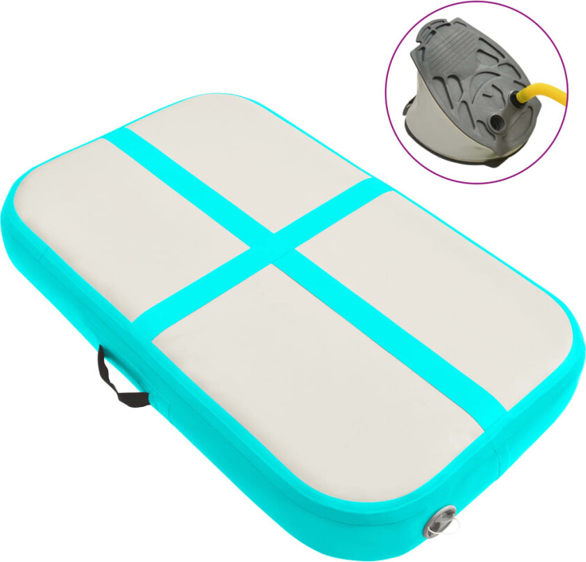 Oppblåsbar gymnastikkmatte med pumpe 60x100x20 cm PVC grønn