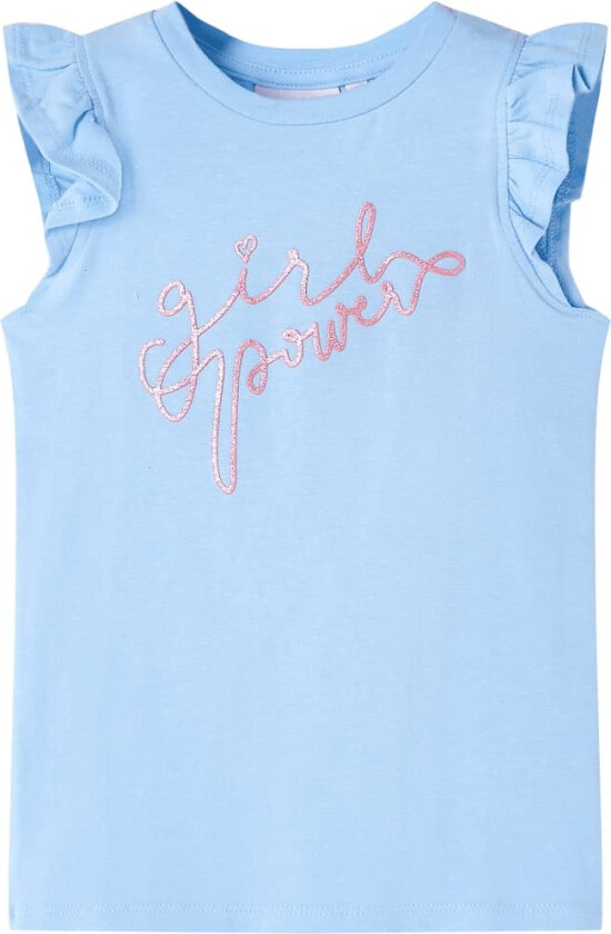 T-skjorte for barn med volangermer lyseblå 128