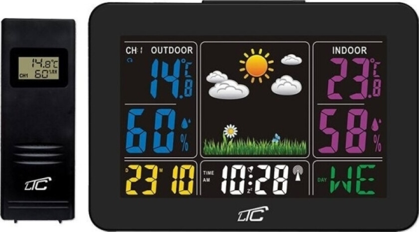 værstasjon værstasjon med fargedisplay, termometer, hygrometer - svart