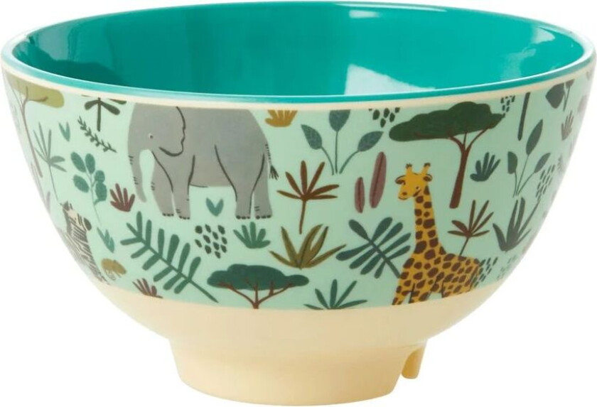 Rice melaminskål small Green-Jungle animals