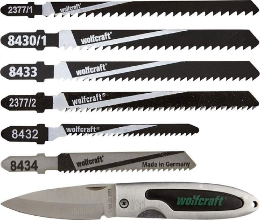 wolfcraft GmbH 2377000, Stikksagblad, Sponplate, Løvtre, Laminat, Mykt tre, Rustfri stålplate (tynn), High Carbon Steel (HCS), High-Speed Steel (HSS)