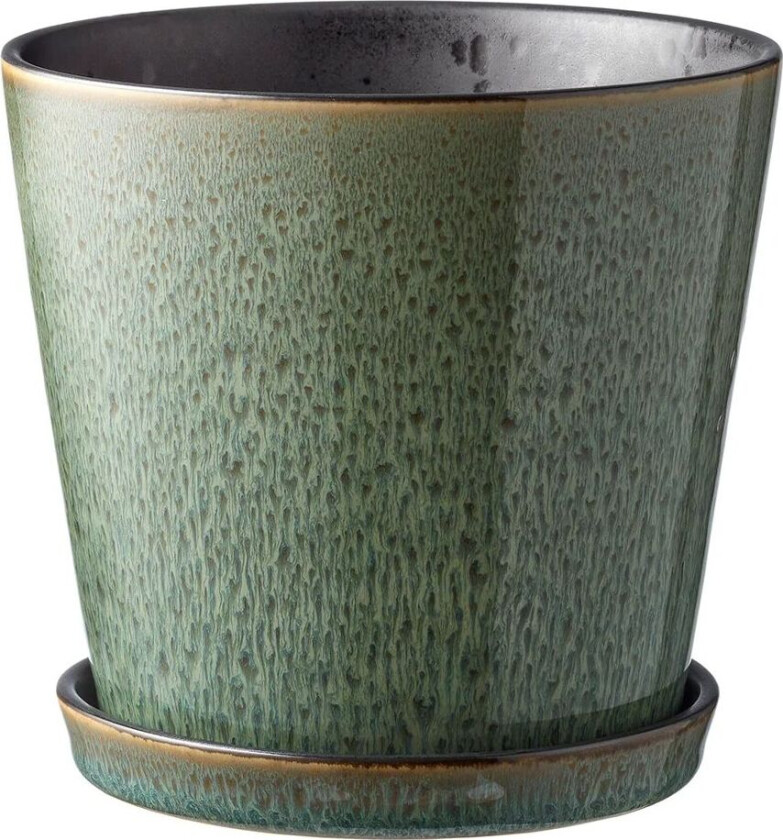 krukke med fat Ø14 cm Grønn-svart