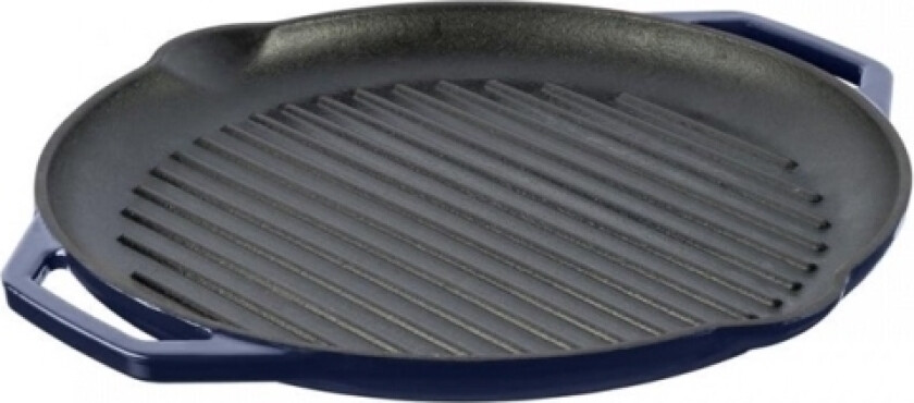 Grand_Feu Enameled Ribbed Cast Iron Frying Pan Blu