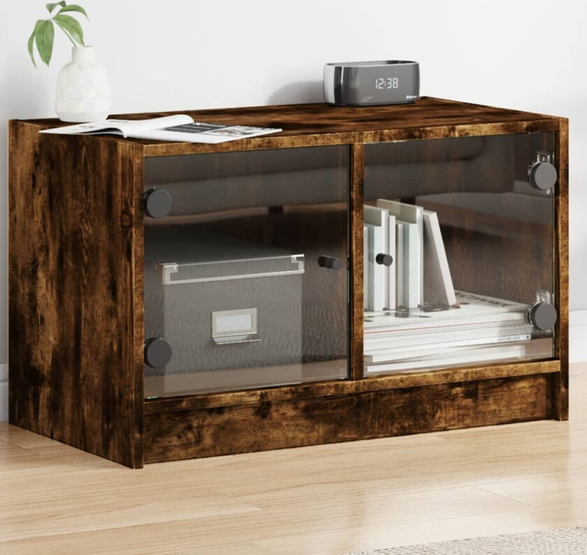 TV-benk med dør røkt eik 68x37x42 cm