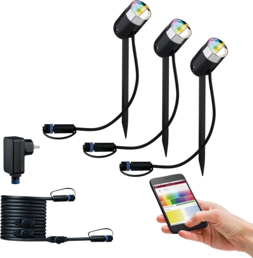 942.84, Gulvlys, Sort, Sølv, Plast, IP44, Hage, III