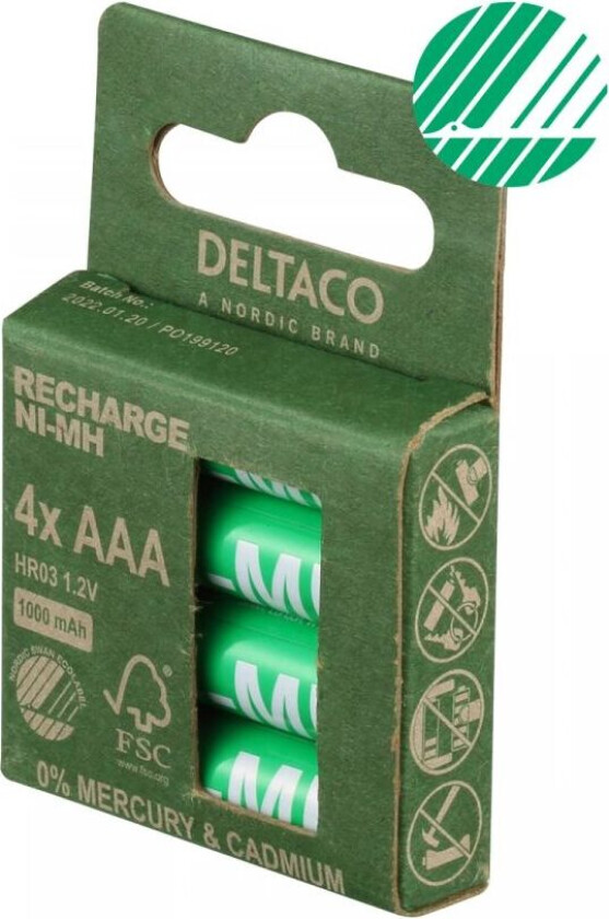 Oppladbar Aaa-Batterier, 1000mah, 4-Pack