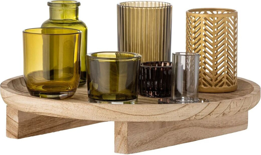 Sanga brett med telysholdere 8 deler Natur-multi