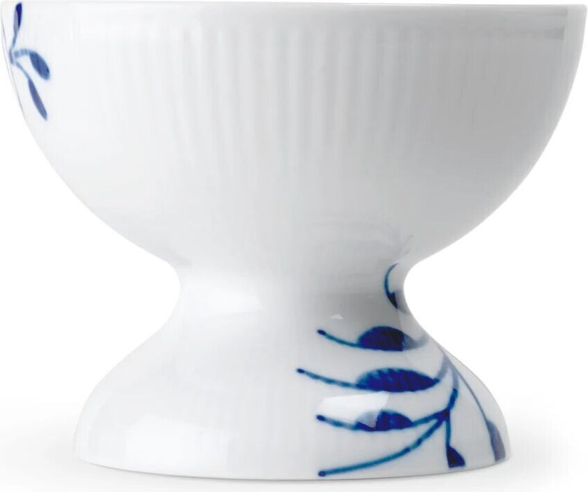 Blue Fluted Mega skål på fot 8 cm Blå-hvit