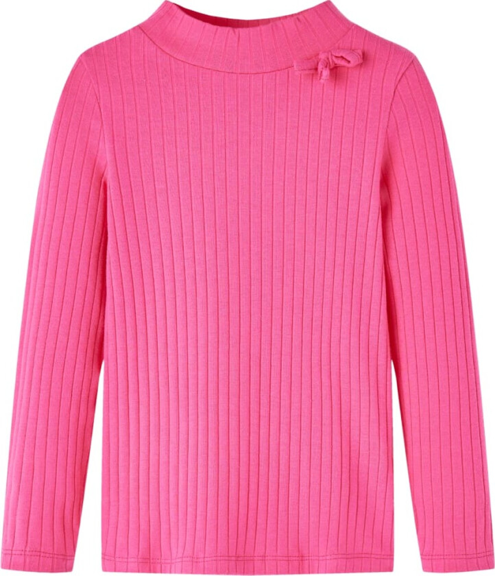 T-skjorte for barn med lange ermer ribbestrikket lyserosa 92