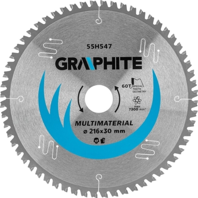 Grafitt Grafitt sirkelsagblad, bredt, 216 x 30 mm, 60 tenner (55H547)