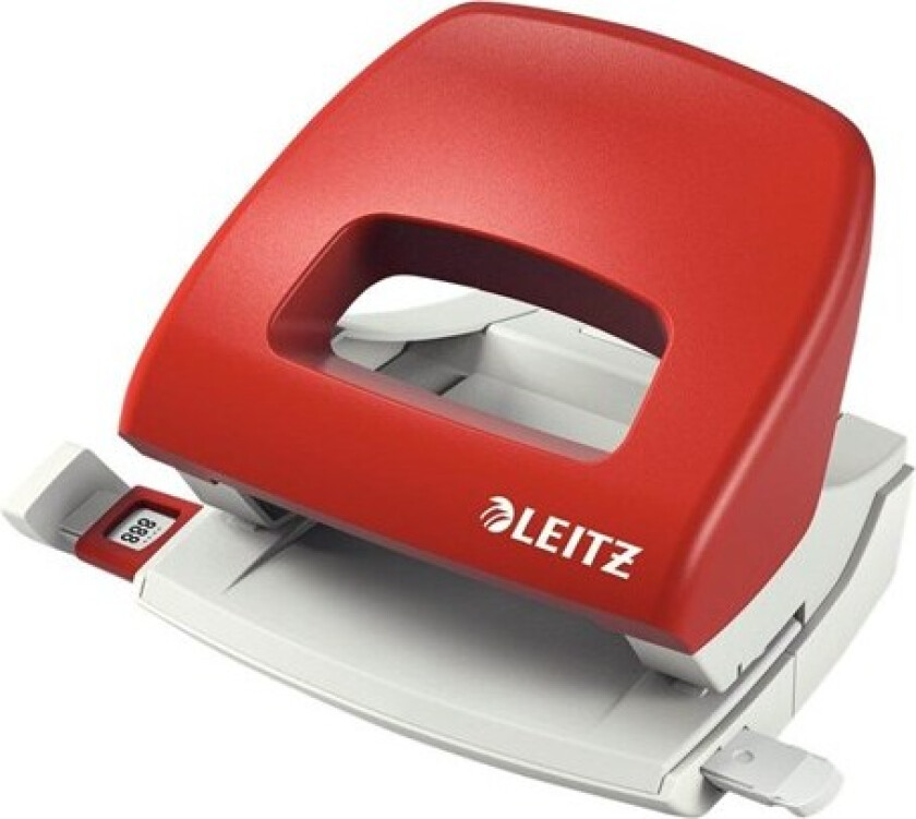 hole punch - 16 sheets - 2 holes - plastic metal - red