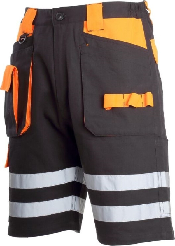 Lahti Pro shorts svart og oransje 100 % bomull med reflekterende "XL" (L4070604)