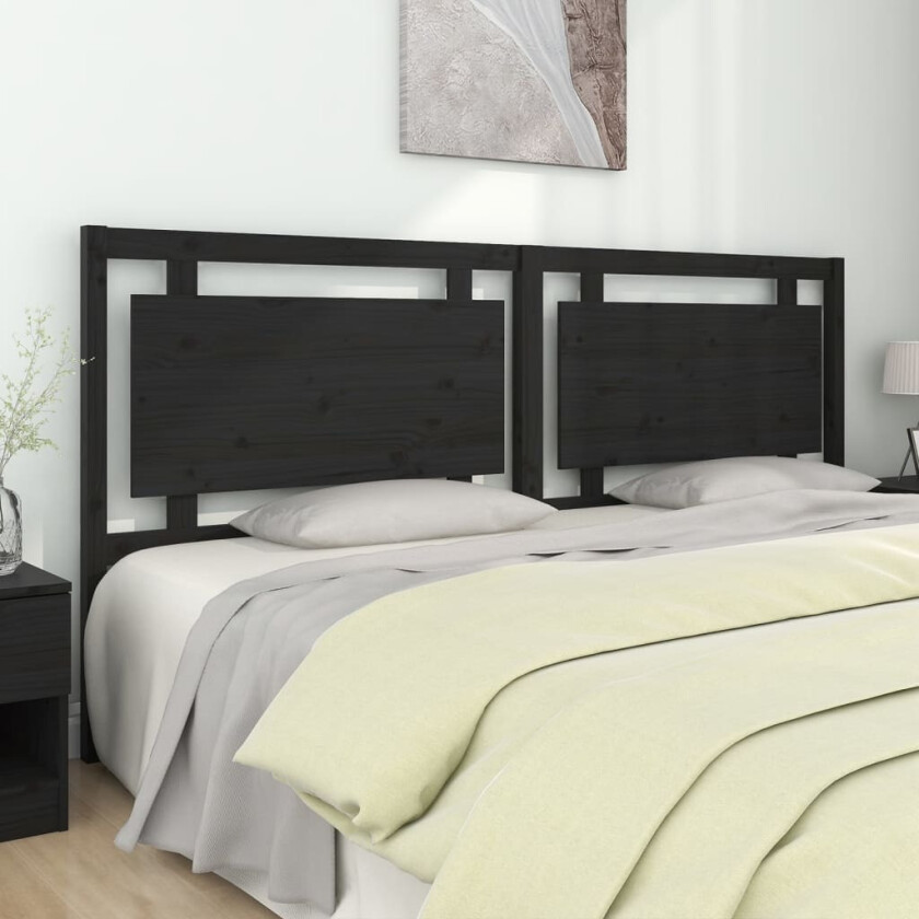 Sengegavl svart 205,5x4x100 cm heltre furu