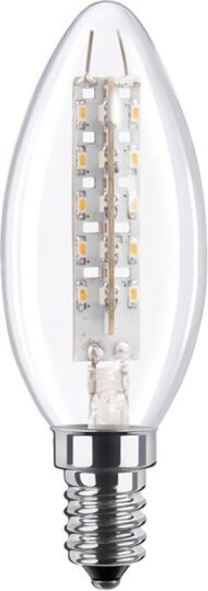 - LED-lyspære - form: stearinlys - klar finish - E14 - 2.7 W (ekvivalent 15 W) - klasse A+ - 2600 K