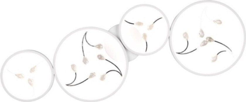 Trio Groovy LED-taklampe, 4-delt, matt hvit/krom