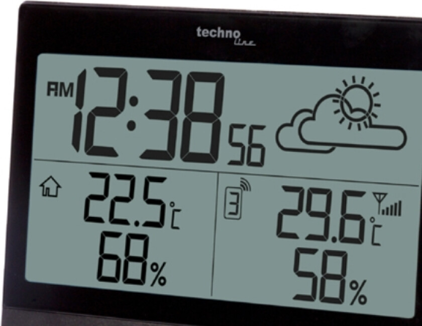 Technoline WS 9252, Sort, Inne hygrometer, Inne Termometer, Utendørs Fuktighetsmåler, Utendørs Barometer, Hygrometer, Termometer, Hygrometer, Termome