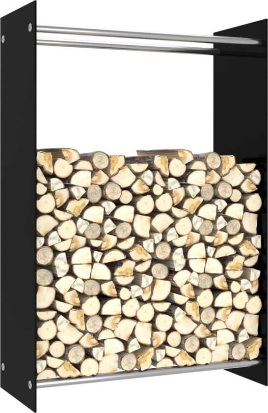 Vedstativ 80x35x120 cm glass - sort