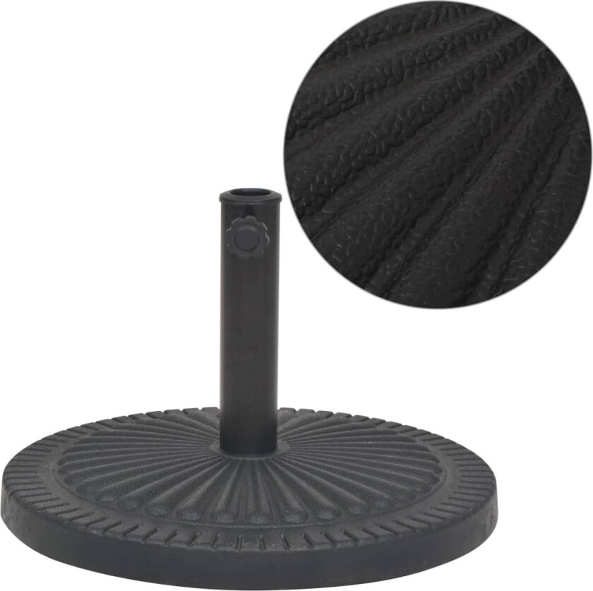 Parasollfot harpiks rund svart 14 kg