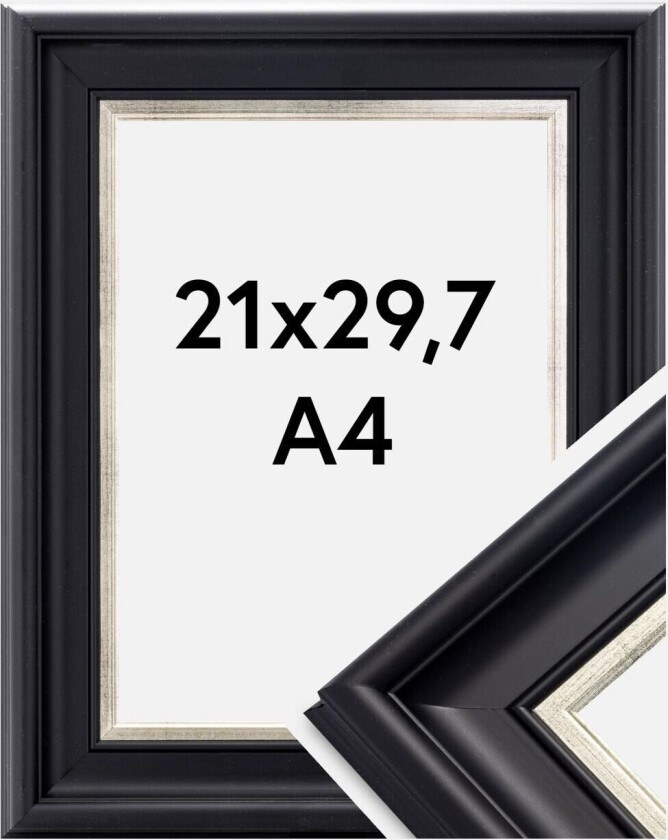 Ramme Dalarna Akrylglass Svart-Sølv 21x29,7 Cm (A4)