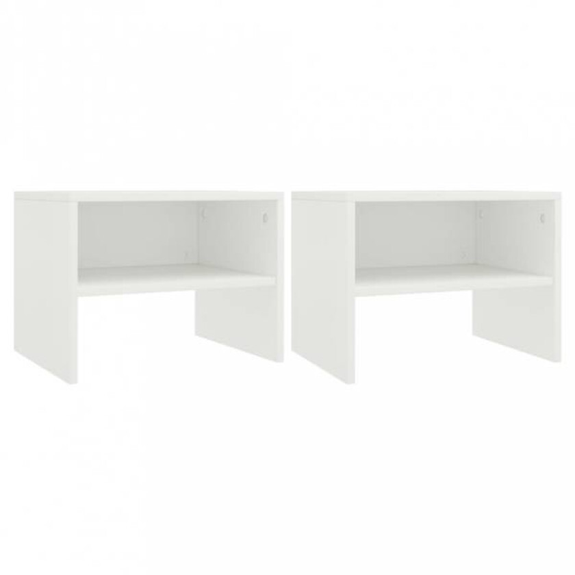 Nattbord 40x30x30 cm sponplate 2 stk - Hvit