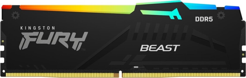 Kingston Fury Beast Rgb - Ddr5 - Modul - 16 Gb - Dimm 288-Pin - 6000 Mhz / Pc5-48000 - Cl36 - 1.35 V - Ikke-Bufret - On-Die Ecc - Svart