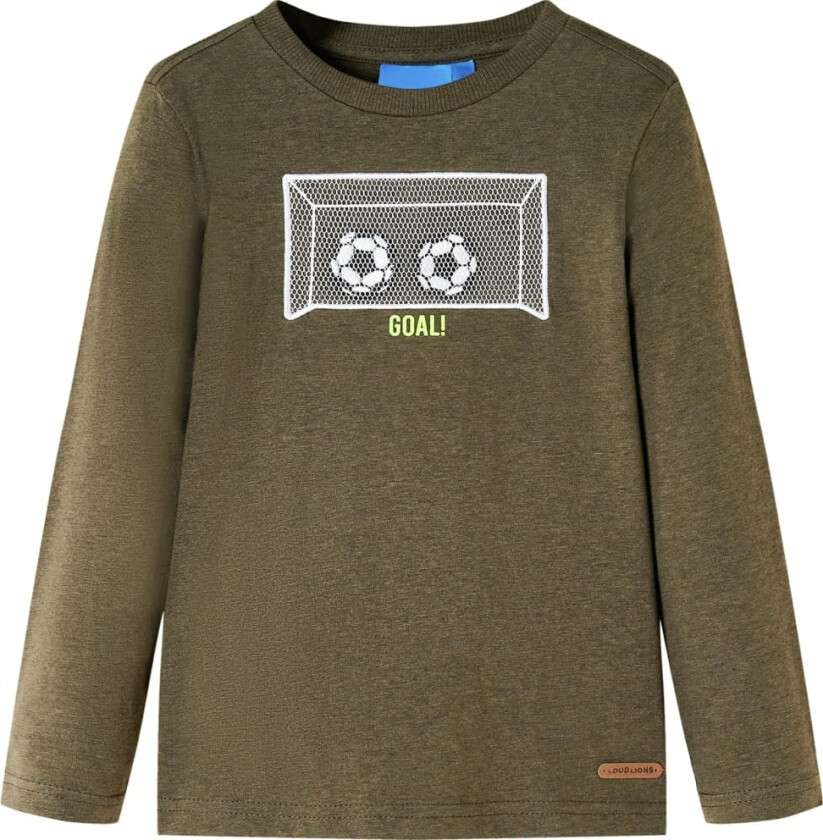 T-skjorte for barn med lange ermer kaki melert 104