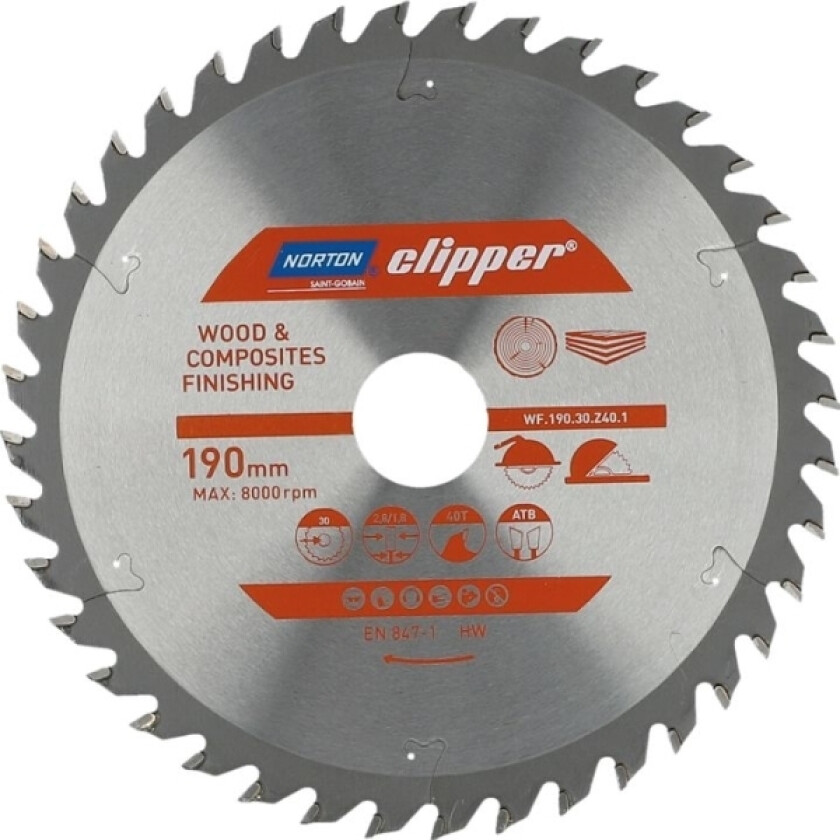 Norton Clipper NORTON Sirkelsag 190 mm x 30 mm x 40z TRE OG ATB-KOMPOSITT (2,8 / 1,8)