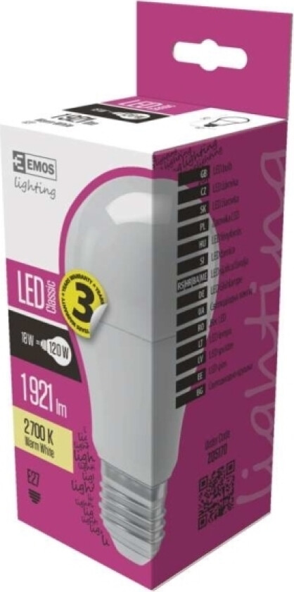 Emos ZQ5170, 18 W, 120 W, E27, 1921 lm, 25000 t, Varm hvit